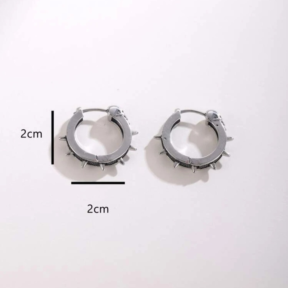 💀 Awesome Rustic Style Skeleton Skull Spiked Hoop Earrings 💀 - Picture 3 of 5